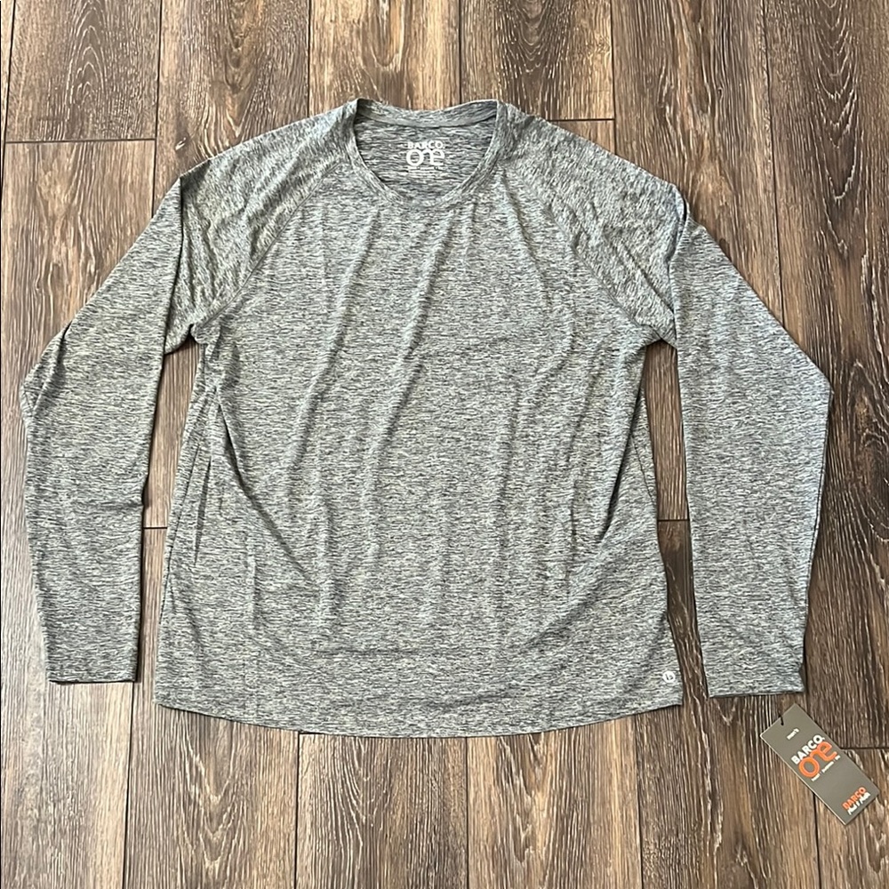 NWT Barco One Men's Large Gray Heather Long Sleeve Underscrub Top Shirt